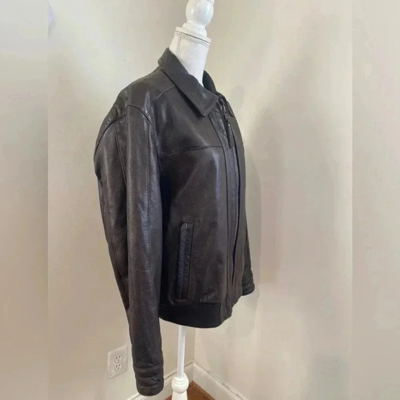 MARC NEW YORK Brown Leather Bomber Jacket Size Large - Picture 5 of 9